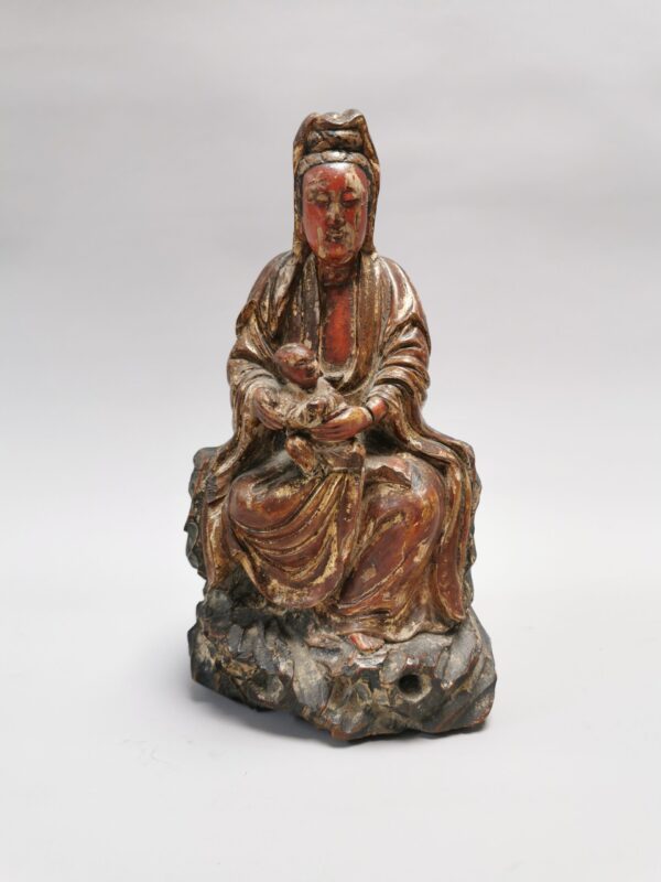 A Chinese Wooden Sculpture Guanyin "the Bringer of Sons",  18th century