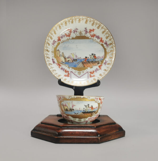 A rare Chinese export porcelain cup and saucer, Yongzheng period (1722-1735)